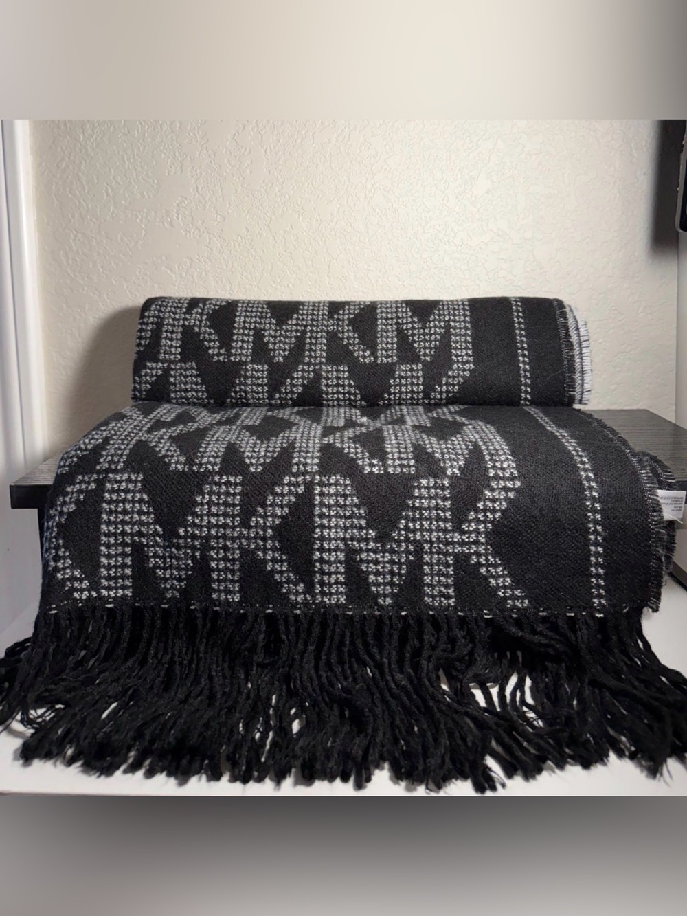 Michael Kors Black and Gray MK Logo scarf/wrap